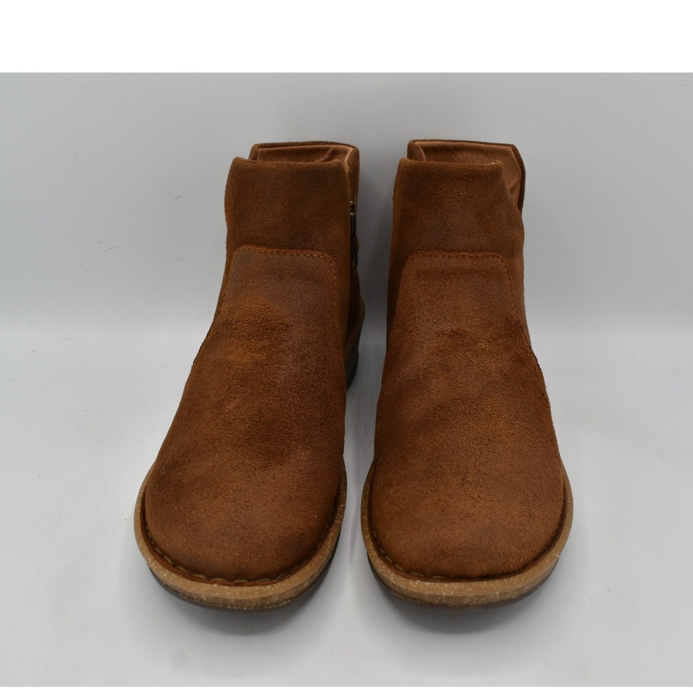 Born Women Size 8 Viv Brown Distressed Leather Zip Western Wedge Booties Boots - Picture 3 of 13